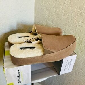 EDDIE BAUER Faux Fur Lined Slippers, Women's Size 12 (XL), Natural Tan, NWT